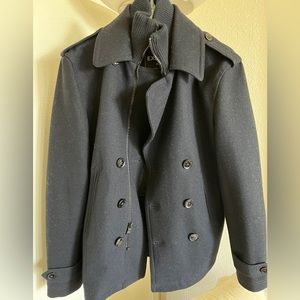 Express black peacoat with zipper